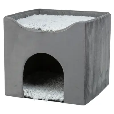 Trixie kattenhuis Harvey grijs-wit/zwart 38 x 38 x 38 cm – keerbaar kussen