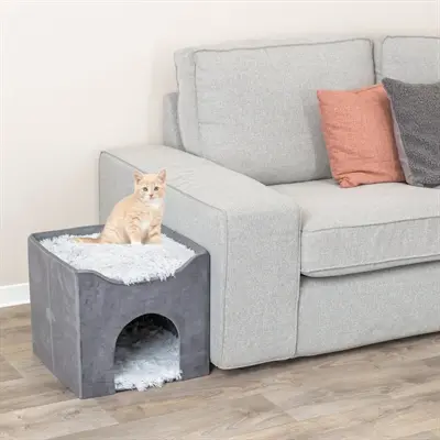 Trixie kattenhuis Harvey grijs-wit/zwart 38 x 38 x 38 cm – keerbaar kussen - Afbeelding 10