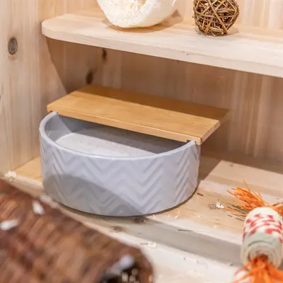 Trixie zandbad met platform 24 x 24 cm – keramiek en hout, hamster - Afbeelding 5