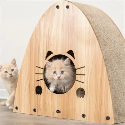 Trixie krabhuis MDF lichtbruin 48 x 28 x 48 cm – met catnip - Afbeelding 8
