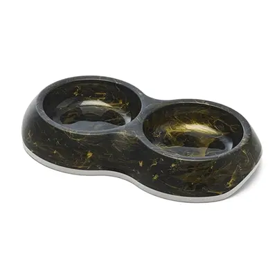 Savic voerbak Delice dubbel Marble zwart/goud 2 x 0,2 liter