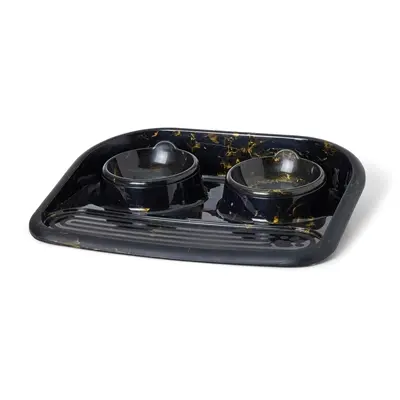 Savic Butler voerbak en drinkbak met plateau Marble 2 x 300 ml