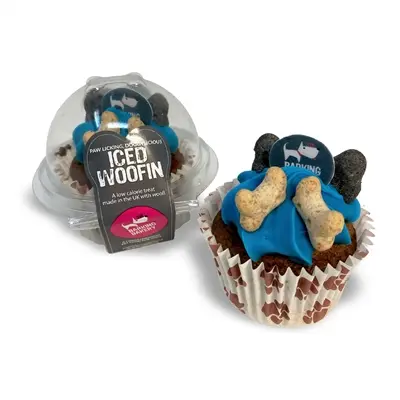 The Barking Bakery Carob Woofin blauw glazuur – cupcake hondensnack
