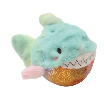 Croci Chromaball hondenspeelgoed haai 18 cm – oceaanthema, met pieper