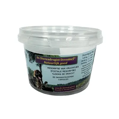 Dierendrogist Resorptie van Vruchtjes 60 capsules – supplement voor teven
