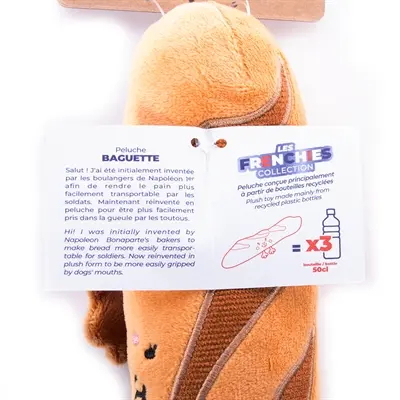 Martin hondenknuffel stokbrood 31 x 7,5 x 5 cm – pluche met pieper - Afbeelding 5
