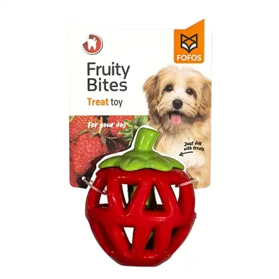 Fofos Fruity-Bites snackbal aardbei 11 x 9 x 7 cm – treat dispenser - Afbeelding 5