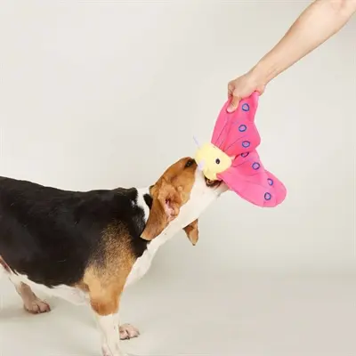 Fofos Jumbo hondenknuffel vlinder roze 25 x 38 x 10 cm – met pieper - Afbeelding 6