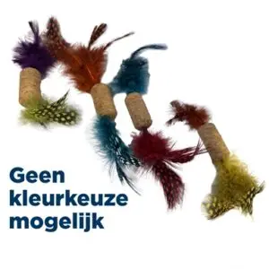 Fofos Cork A Dot kattenspeeltje van kurk met veren - Afbeelding 1