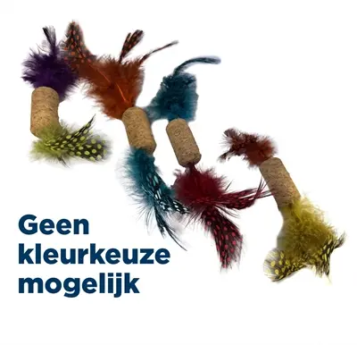 Fofos Cork A Dot kattenspeeltje van kurk met veren