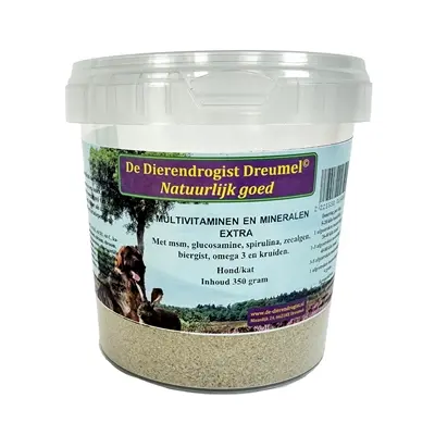 Dierendrogist multivitaminen en mineralen extra 350 g – hond, kat