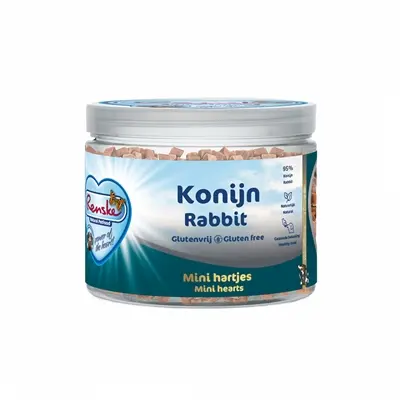 Renske hondensnack Mini Hartjes konijn 100 g – graanvrij