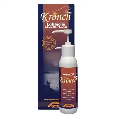 Kronch zalmolie hond 1000 ml – koudgeperst, 100% Noorse zalm