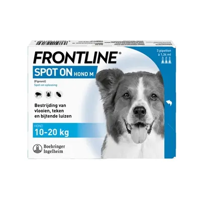Frontline Hond spot-on M 10-20 kg – 3 pipetten tegen vlooien en teken