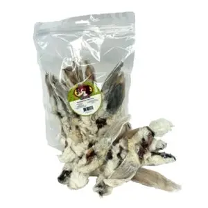 Petsnack konijnenoren met vacht 200 g – kauwsnack voor honden en katten - Afbeelding 1