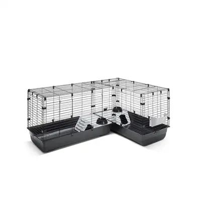 Savic Cubix Corner knaagdierkooi zwart 146,5/100 x 50 x 63,5 cm – L-vorm
