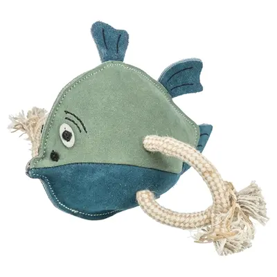 Trixie vis leer met touw 28 cm – hondenspeeltje zonder piepgeluid