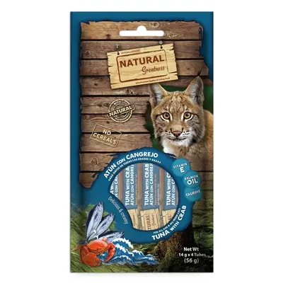 Natural Greatness kattensnack tonijn en krab 4 x 14 g – Skin Support
