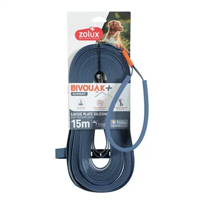 Zolux Bivouak sleeplijn plat siliconen blauw 15 m x 1,5 cm