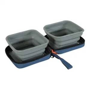 Zolux Bivouak 2-in-1 opvouwbare voer- en drinkbak blauw 2 x 700 ml - Afbeelding 1