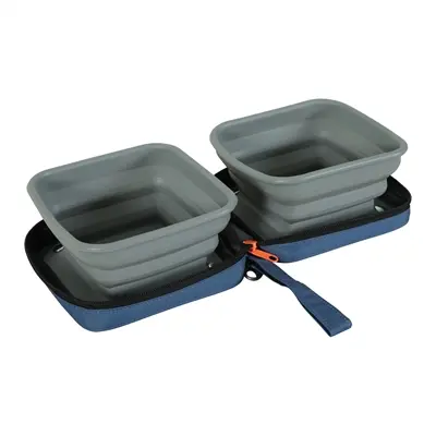Zolux Bivouak 2-in-1 opvouwbare voer- en drinkbak blauw 2 x 700 ml