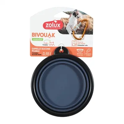 Zolux Bivouak opvouwbare voerbak siliconen blauw 450 ml - Afbeelding 3