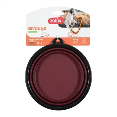 Zolux Bivouak opvouwbare voerbak siliconen rood 1 l – met karabijnhaak - Afbeelding 3