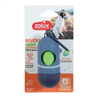 Zolux Bivouak poepzakhouder blauw met 15 poepzakjes – lichtgewicht