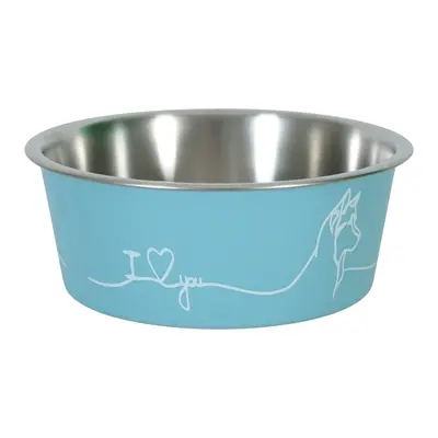Zolux Love voerbak blauw 750 ml – RVS binnenkant, voor honden