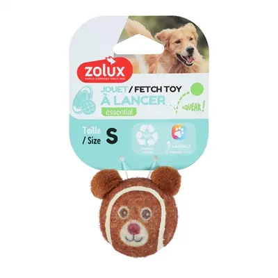Zolux tennisbal beer S 4,5 cm – hondenspeelgoed met pieper