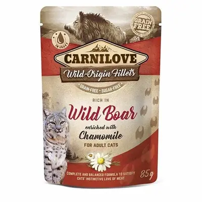 Carnilove kattenvoer natvoer wild zwijn 24 x 85 g – eiwitrijk, pouch
