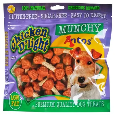 Antos Chicken D'Light Munchy 400 g – kauwsnack kip, glutenvrij