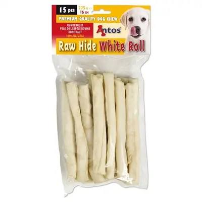 Antos Rawhide White Roll kauwsnack runderhuid – 15 stuks