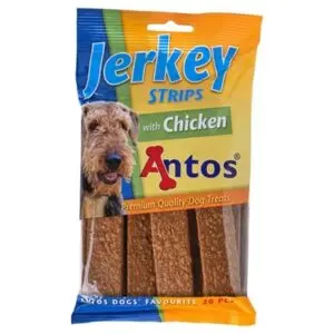 Antos Jerky Strips kip 20 stuks – zachte vleessnacks - Afbeelding 1