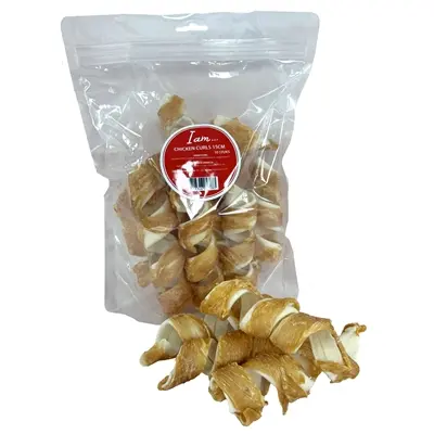 I Am Chicken Curl kauwsnack 15 cm – runderhuid met kippenborst, 10 stuks