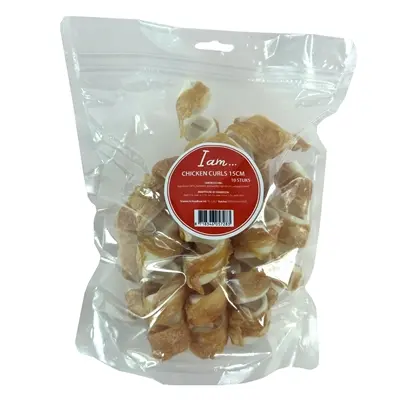 I Am Chicken Curl kauwsnack 15 cm – runderhuid met kippenborst, 10 stuks