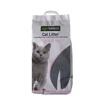 Agriselect Ultra Grey kattenbakvulling klontvormend 20 liter