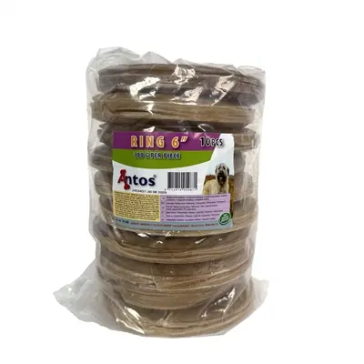 Geperste ring hondenkauwsnack 6 inch (15,2 cm) – runderhuid, 10 stuks