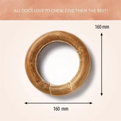 Geperste ring hondenkauwsnack 6 inch (15,2 cm) – runderhuid, 10 stuks - Afbeelding 5