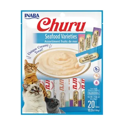 Inaba Churu kattensnack Tuna & Seafood 20 x 14 g – likbare puree