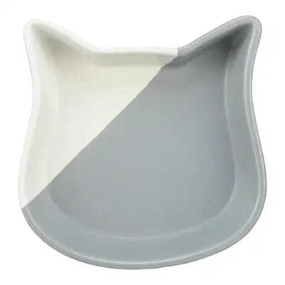 Trixie voerbak kat kattenkop keramiek grijs/wit 13 cm 200 ml