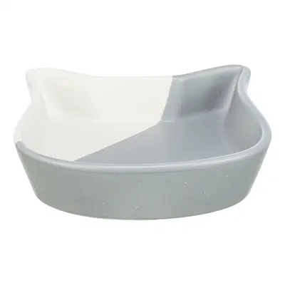 Trixie voerbak kat kattenkop keramiek grijs/wit 13 cm 200 ml