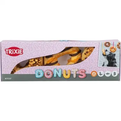 Trixie Donuts kauwsnack eend, kip en kabeljauw 9 cm – 3 stuks, 55 g