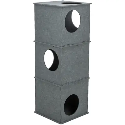 Trixie kattenhuis toren Nele vilt grijs 38 x 38 x 105 cm – 6 ingangen