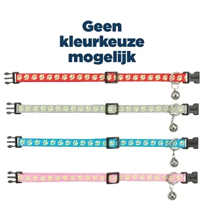 Trixie kattenhalsband fluorescerend pootjesmotief – assorti