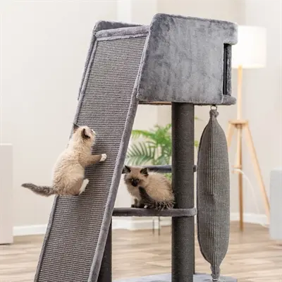 Trixie krabpaal Active met klimwand grijs 96 x 38 x 122 cm - Afbeelding 4