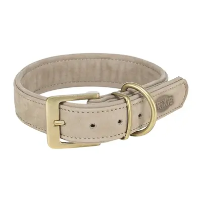 Trixie halsband Pure Leer nubuckleer lichtgrijs M 36-43 x 3 cm