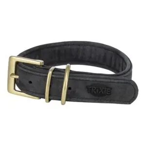 Trixie halsband Pure Leer nubuckleer zwart M-L 39-46 x 3,5 cm - Afbeelding 1