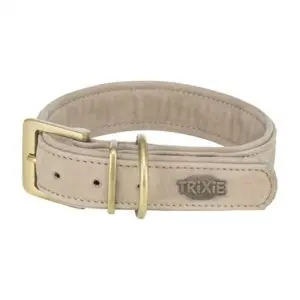 Trixie halsband Pure Leer nubuckleer lichtgrijs L x 4 cm - Afbeelding 1