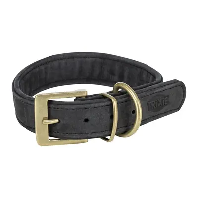 Trixie halsband Pure Leer nubuckleer zwart L-XL 52-63 x 4 cm